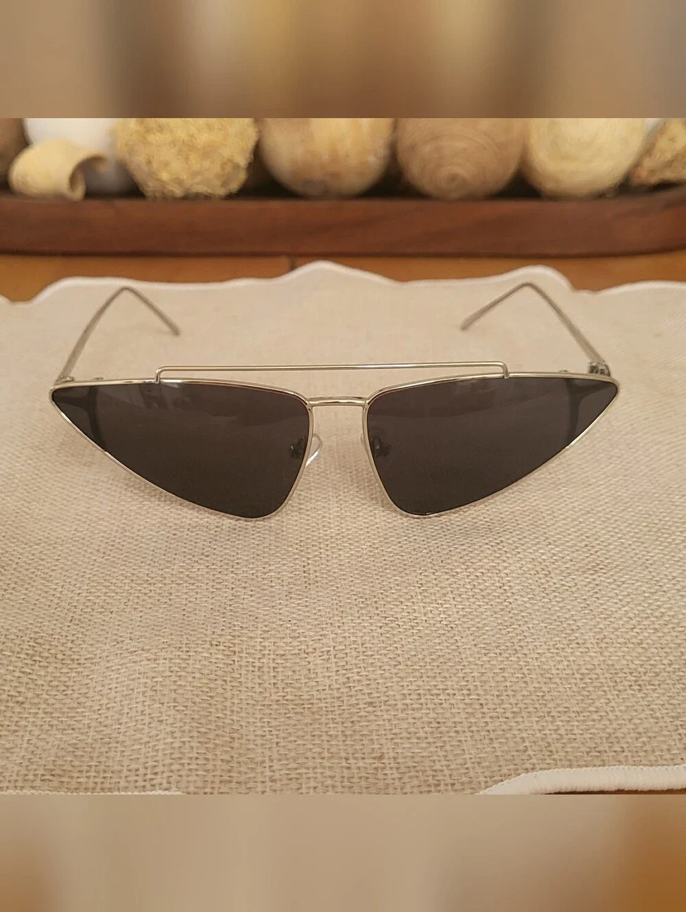 Women's Silver Frame Black Lens Cat-Eye Sunglasses